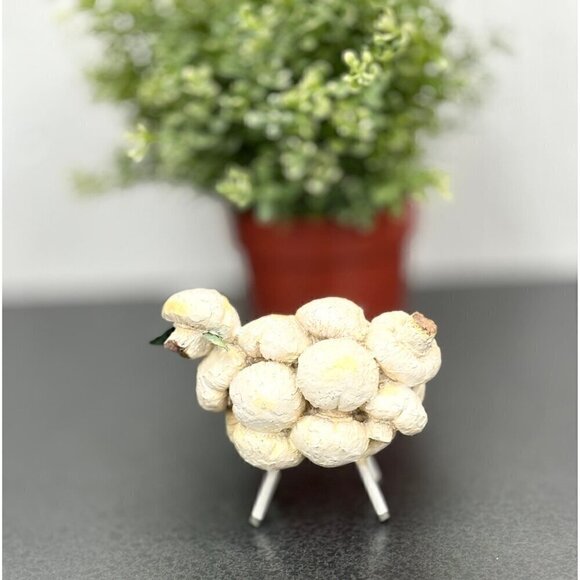 Vintage Mushroom Sheep Art Animal Figurine | Mushroom Vegetable Lamb - Picture 1 of 10